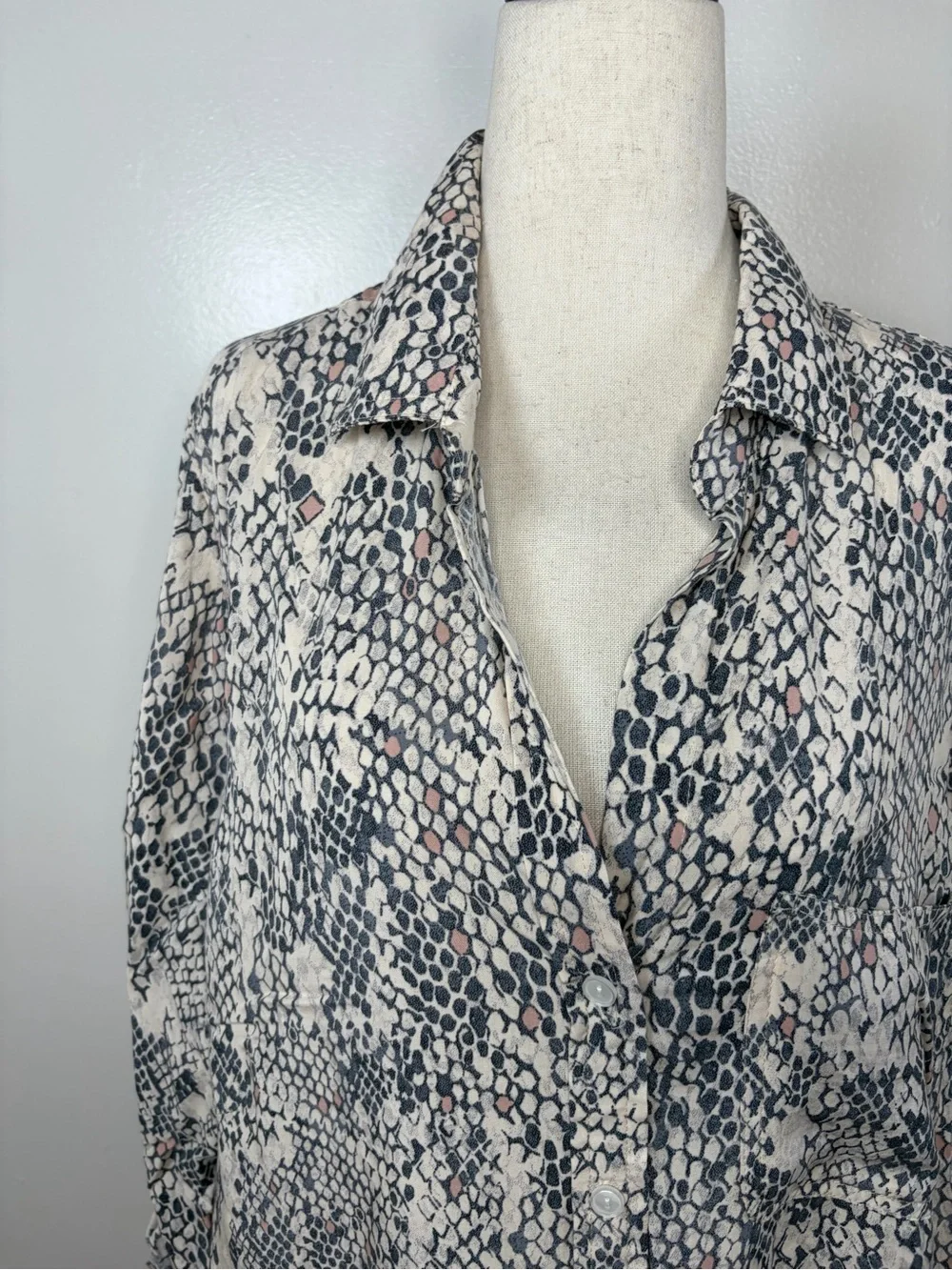 Velvet Heart Snake Print Button Up Tunic Shirt